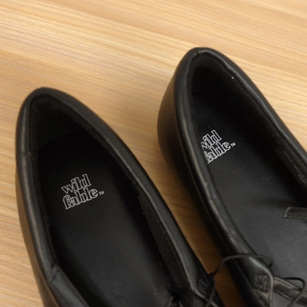 Mary Jane Ballet Flats Womens 6 W Black Soft Goth Leather Academia WILD FABLE